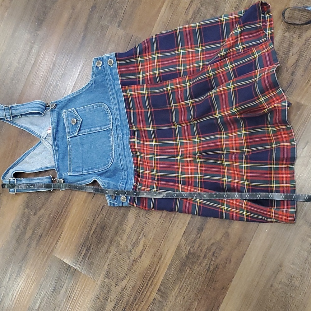 No boundaries 90s plaid and denim shortall - Picture 2 of 9